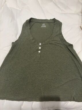 aerie Olive Green Henley Tank Top